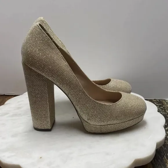 Mix No. 6 Gold Glitter Sparkle Platform Women's Shoes size 8 1/2