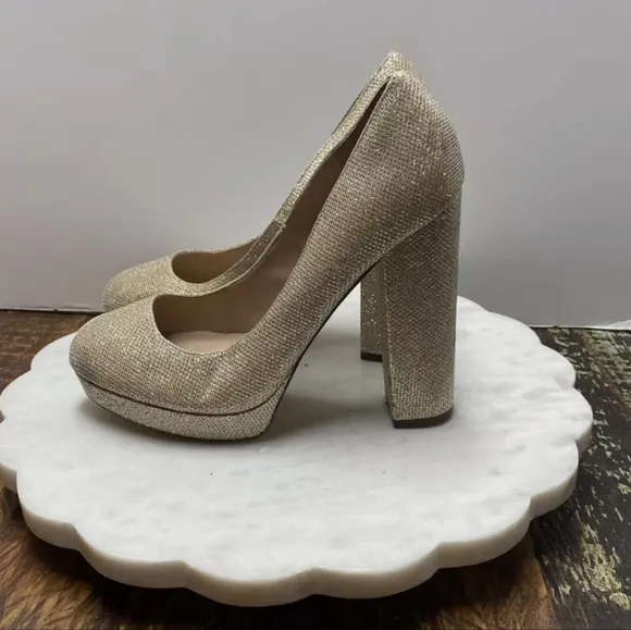 Mix No. 6 Gold Glitter Sparkle Platform Women's Shoes size 8 1/2