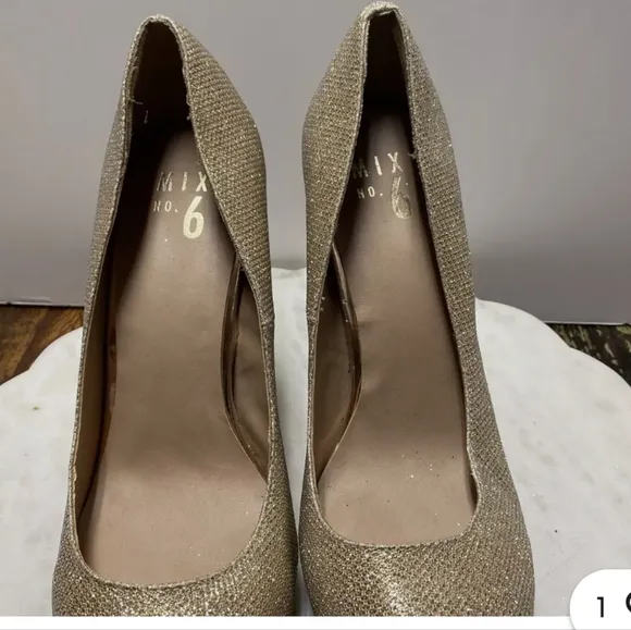 Mix No. 6 Gold Glitter Sparkle Platform Women's Shoes size 8 1/2