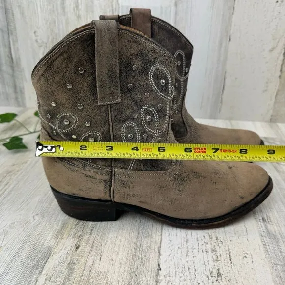 Miz Mooz Cozumel Distressed Studded Ankle Boots size 8