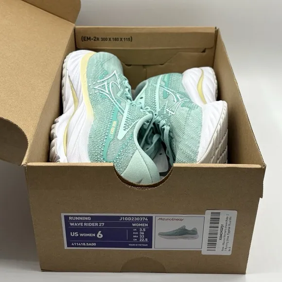 Mizuno‎ Women's Wave Rider 27 EGGSHELL BLUE-WHITE Running Shoe Size 6