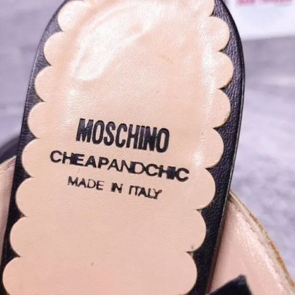 Moschino Cheap And Chic Laser Cut Leather Sandal Black sz 39 Women's sz 9