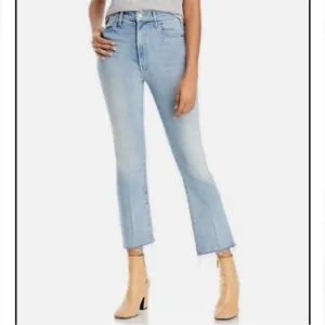 Mother Jeans Blue Hustler Ankle Fray SmoothSailing Light Wash Denim Sz 26
