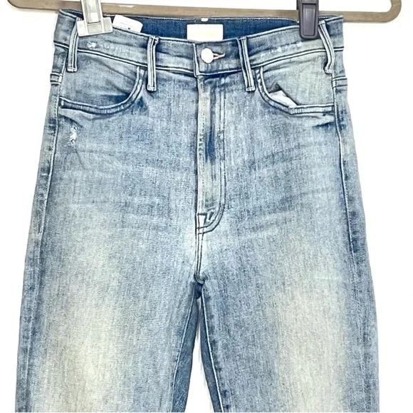 Mother Jeans Blue Hustler Ankle Fray SmoothSailing Light Wash Denim Sz 26