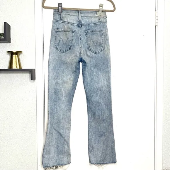Mother Jeans Blue Hustler Ankle Fray SmoothSailing Light Wash Denim Sz 26