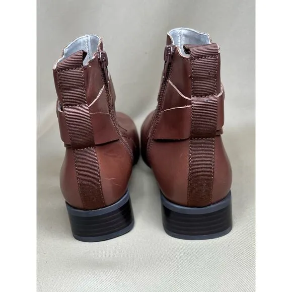 Munro Chestnut Brown Cuero Leather Ankle Boots 9 New