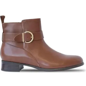 Munro Chestnut Brown Cuero Leather Ankle Boots 9 New