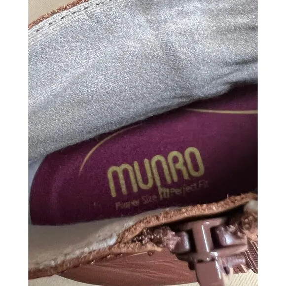 Munro Chestnut Brown Cuero Leather Ankle Boots 9 New