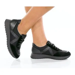 Munro Sz 10 N Black Suede/Fabric Combo Piper Leather Lace Up Sneaker Shoes M23-7