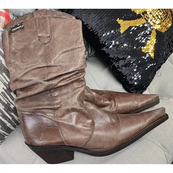Mustang Vintage Western Pointed Toe Brown Boots Size 7