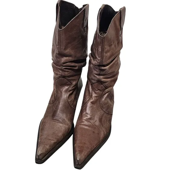 Mustang Vintage Western Pointed Toe Brown Boots Size 7