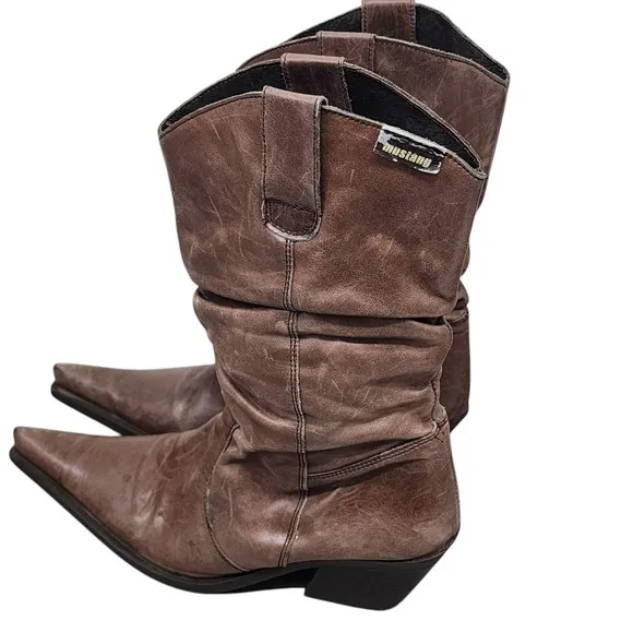Mustang Vintage Western Pointed Toe Brown Boots Size 7
