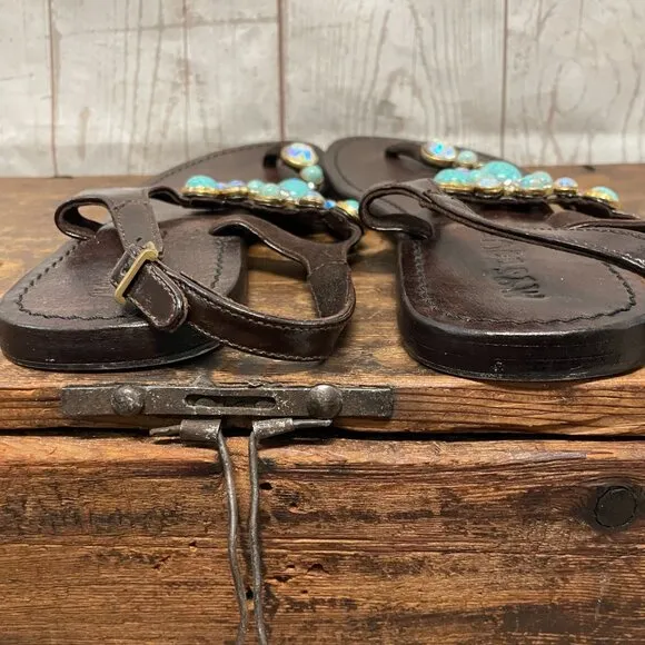 Mystique bejeweled leather sandals