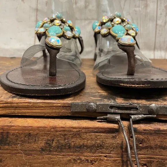 Mystique bejeweled leather sandals