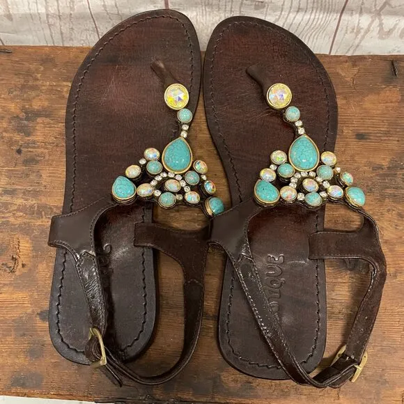 Mystique bejeweled leather sandals