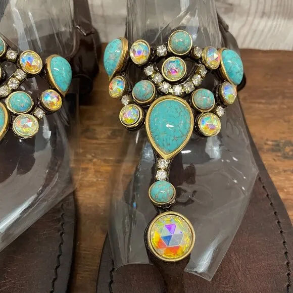 Mystique bejeweled leather sandals