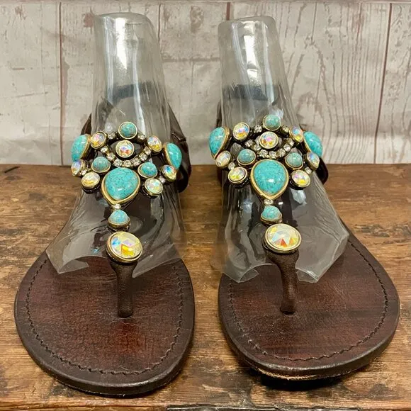 Mystique bejeweled leather sandals