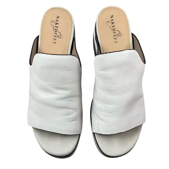 Naked Feet Flow Platform Sandals  Women's Size 8.5  Off White (Mist) Chunky Boho