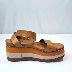 Naked Feet Tan and Orange Platform Sandals Size 9.5