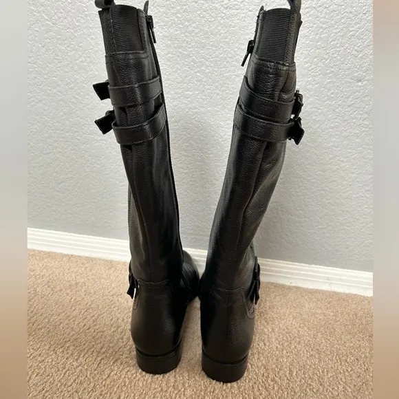 NATURALIZER JESSIE Black Knee-High Boots with Buckle Accents size 8w