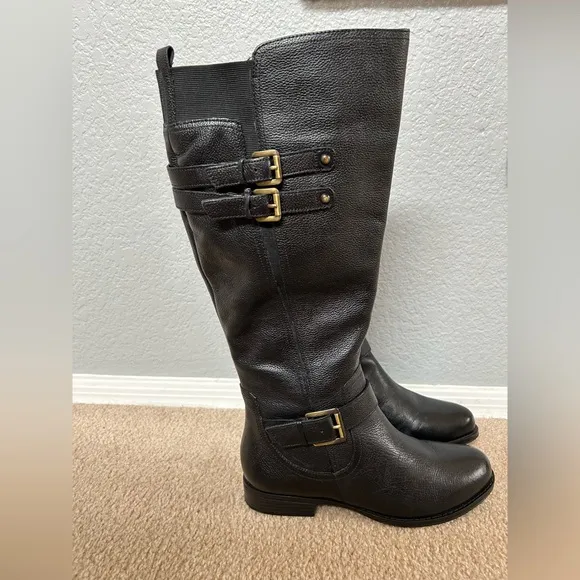 NATURALIZER JESSIE Black Knee-High Boots with Buckle Accents size 8w