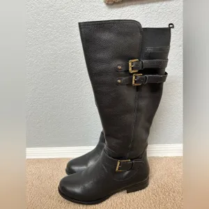 NATURALIZER JESSIE Black Knee-High Boots with Buckle Accents size 8w