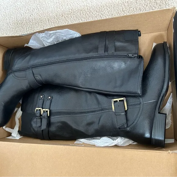 NATURALIZER JESSIE Black Knee-High Boots with Buckle Accents size 8w