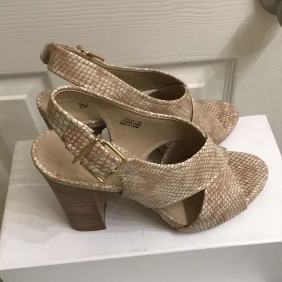 Neiman Marcus snake embossed heel sandals
