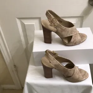 Neiman Marcus snake embossed heel sandals