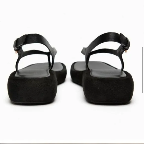 NET ZARA BLACK LEATHER PLATFORM SANDALS