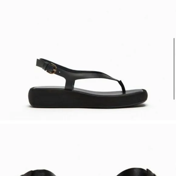 NET ZARA BLACK LEATHER PLATFORM SANDALS