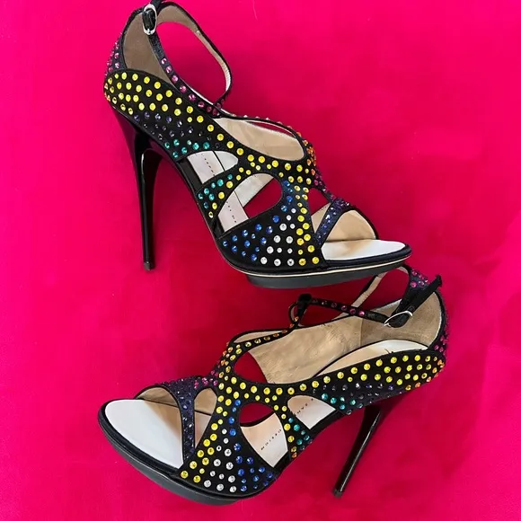 Never worn Giuseppe Zanotti Multi Black, Blue, Yellow, Pink Sandals
