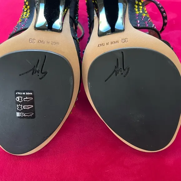 Never worn Giuseppe Zanotti Multi Black, Blue, Yellow, Pink Sandals