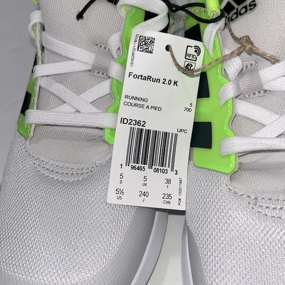 NEW Adidas Kids FortaRun 2.0 K running shoes sneakers grey Green Sz 5.5