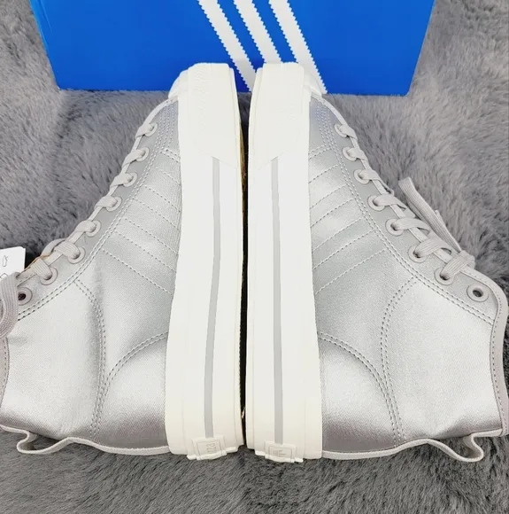 New adidas Nizza RF Platform Mid Shoes Silver Metallic Women's Size 7