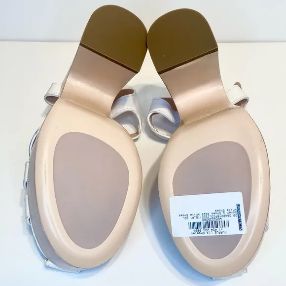 New AGL Sista White Leather Platform Stacked Heel Sandals Size 39