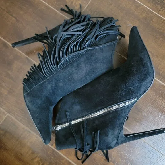 NEW ALLSAINTS Izzy Boots Womens 10 Suede Fringe Country Western Chic Party