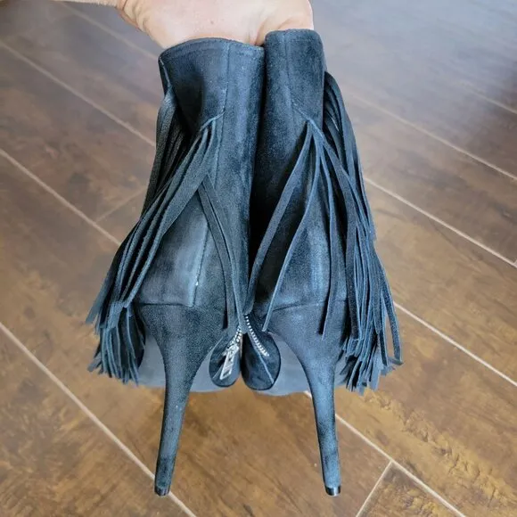 NEW ALLSAINTS Izzy Boots Womens 10 Suede Fringe Country Western Chic Party