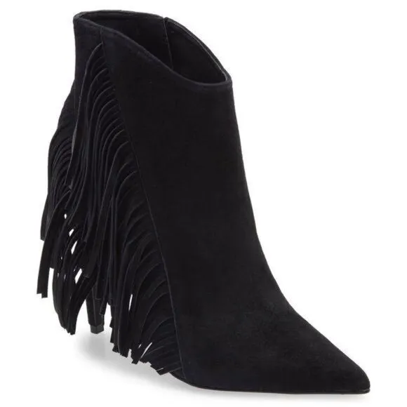 NEW ALLSAINTS Izzy Boots Womens 10 Suede Fringe Country Western Chic Party