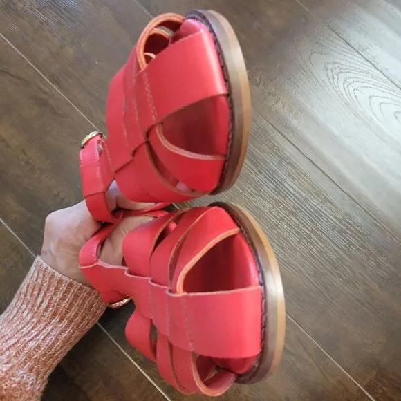 NEW Anthropologie Fisherman Sandals Womens 10 Red Contemporary Chic Boho Y2K