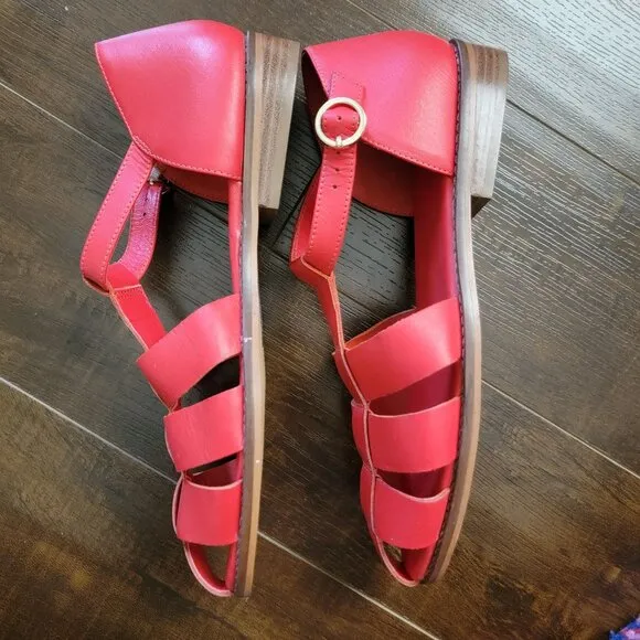 NEW Anthropologie Fisherman Sandals Womens 10 Red Contemporary Chic Boho Y2K