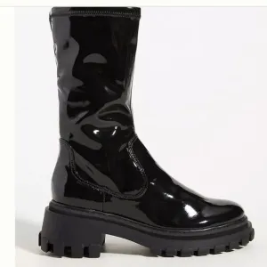 New Anthropologie Schutz black moto Kenny lug sole boot