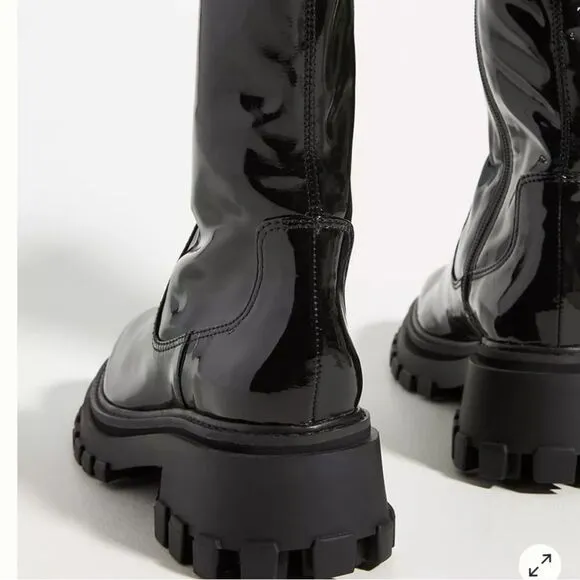 New Anthropologie Schutz black moto Kenny lug sole boot