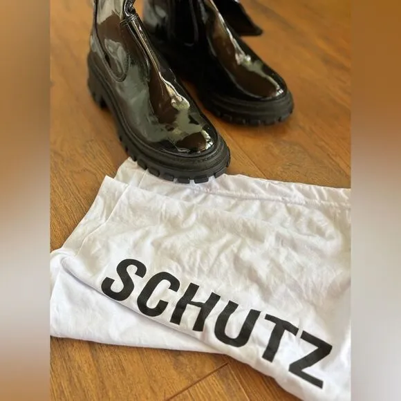 New Anthropologie Schutz black moto Kenny lug sole boot