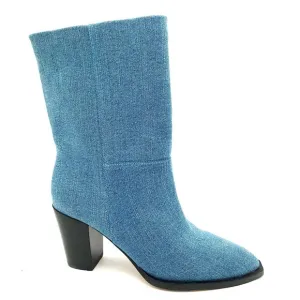 NEW Anthropologie Silent D Ivon Denim Boots Women 6.5 Vintage Chic Cowgirl Retro