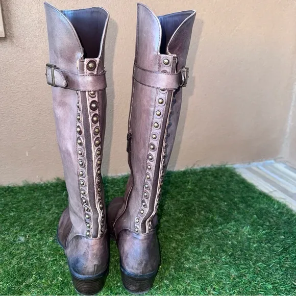 New Arturo Chiang Bes Brown Leather Riding Boots Size 8.5