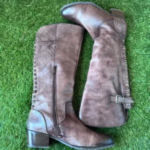 New Arturo Chiang Bes Brown Leather Riding Boots Size 8.5