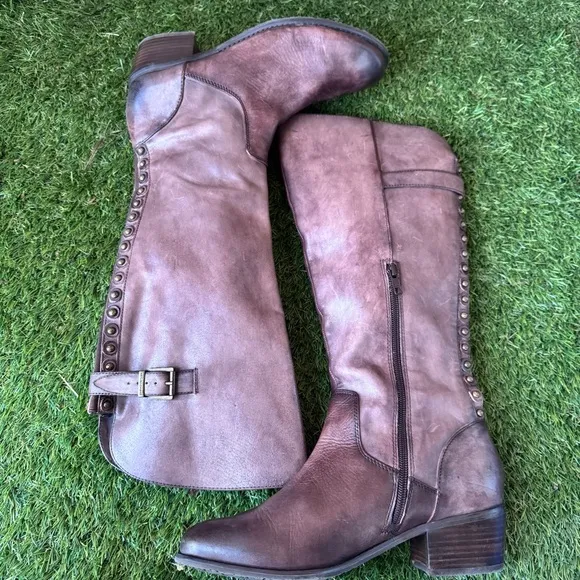 New Arturo Chiang Bes Brown Leather Riding Boots Size 8.5
