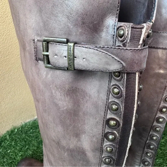 New Arturo Chiang Bes Brown Leather Riding Boots Size 8.5