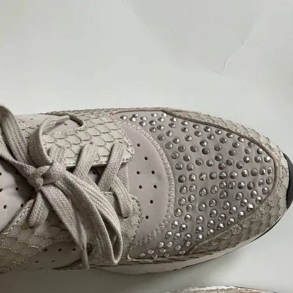 New AshStylish Beige Sneakers with Rhinestone Accents Size Size 9